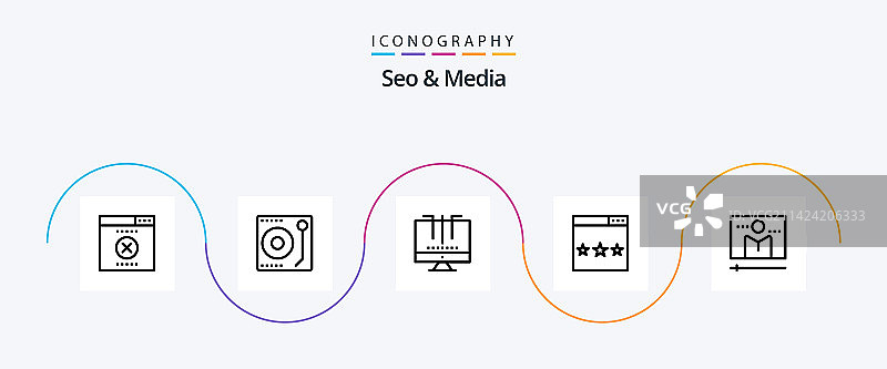 Seo和媒体线5图标包包括图片素材