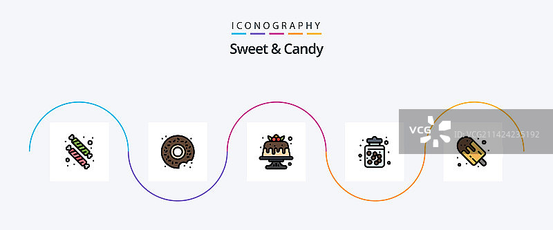 甜甜和糖果线填平5个图标包图片素材