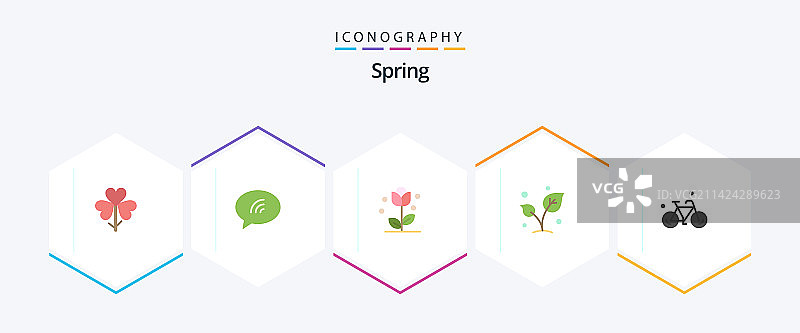 春季25平图标包包括萌芽自然图片素材