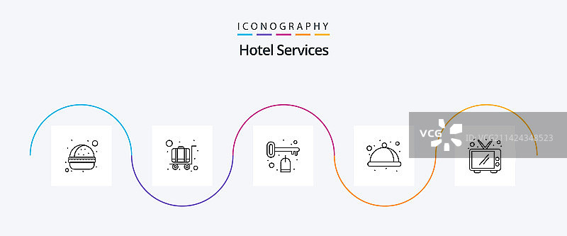 酒店服务行5个图标包包括屏幕图片素材