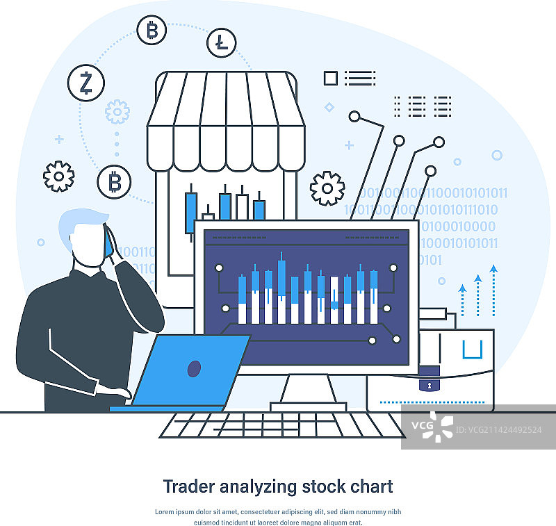 交易员分析股票图表和市场数据图片素材