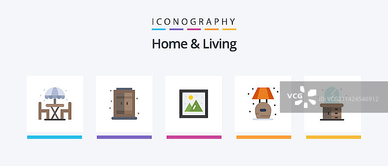 家庭和生活公寓5个图标包包括图片素材