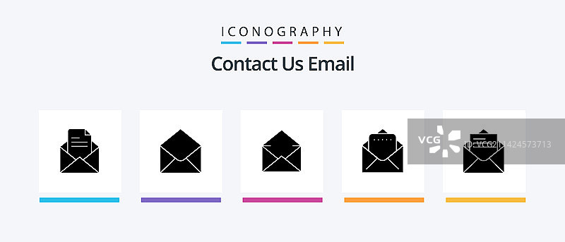 电子邮件字形5图标包，包括文本邮件电子邮件图片素材