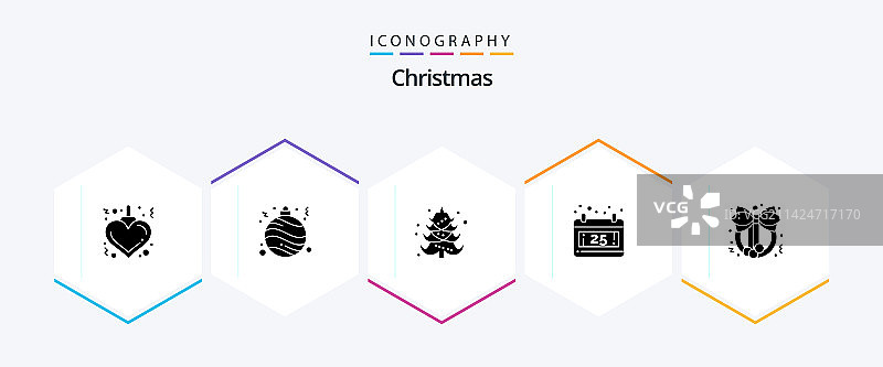 圣诞节25字形图标包包括圣诞节图片素材