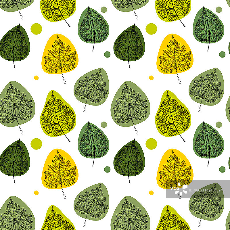 简单自然的叶子无缝图案eps10图片素材