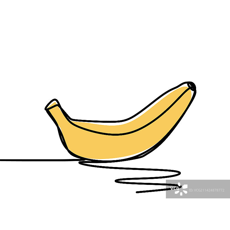 香蕉一连续线条的艺术画极简主义图片素材