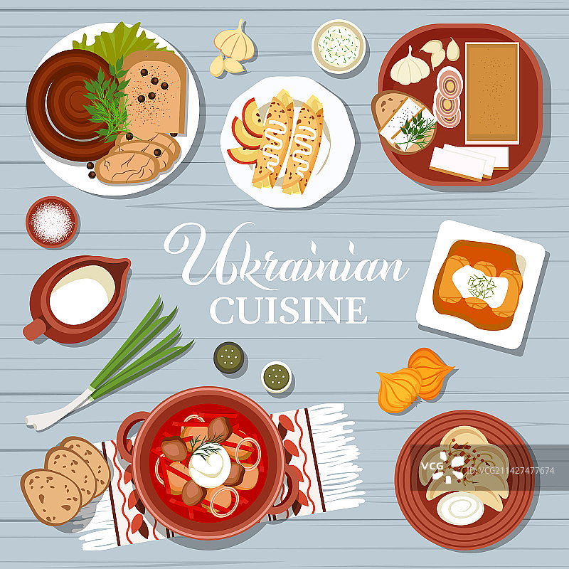 乌克兰菜菜单覆盖传统食物图片素材