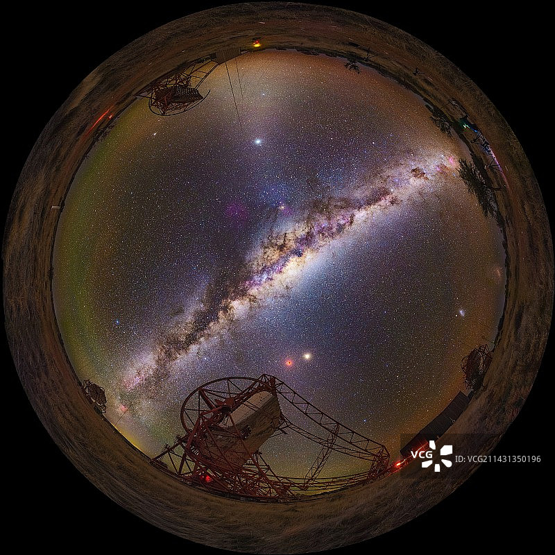 HESS望远镜和银河系，360度全天空图像图片素材