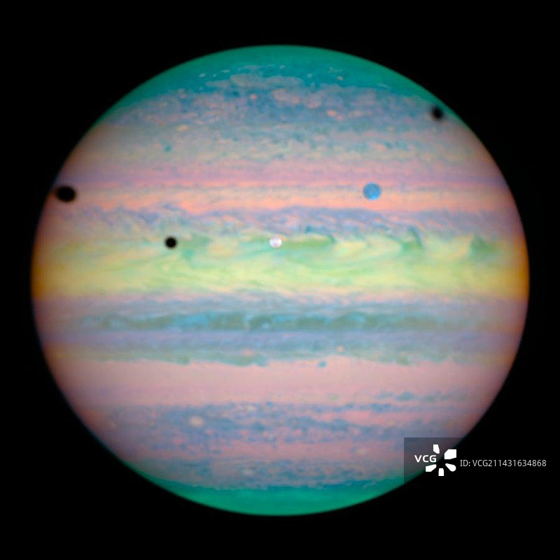 木星，卫星和它们的影子图片素材