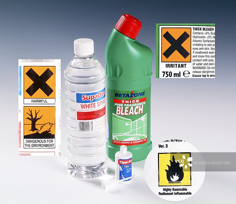 家用化学品警告标签图片素材