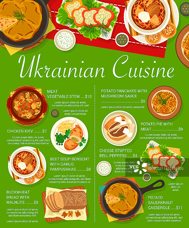 乌克兰美食食物菜单页面模板图片素材