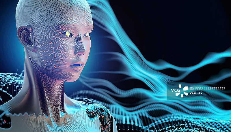 【AI数字艺术】AI机器人的信息未来图片素材