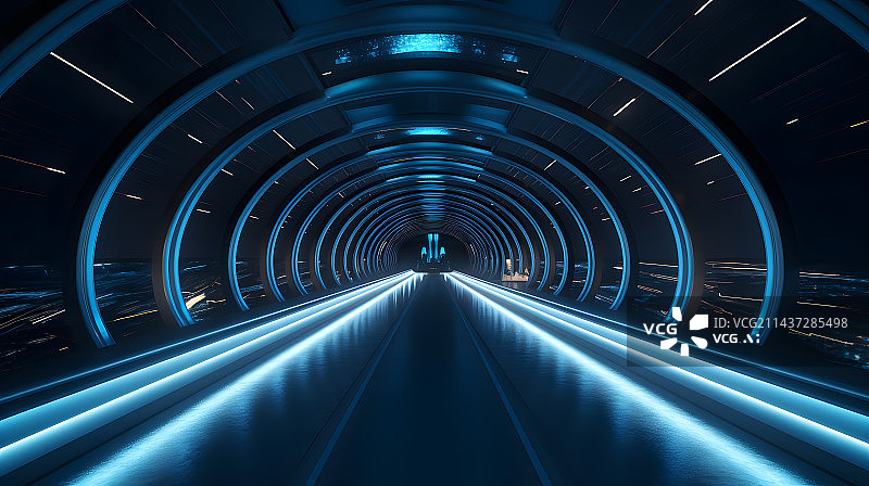 【AI数字艺术】3D未来科技科幻动感时光空间隧道背景图片素材