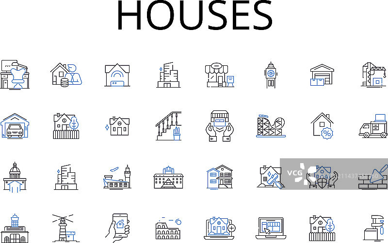 房屋线条图标收藏住宅图片素材