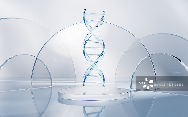 透明DNA结构3D渲染图片素材