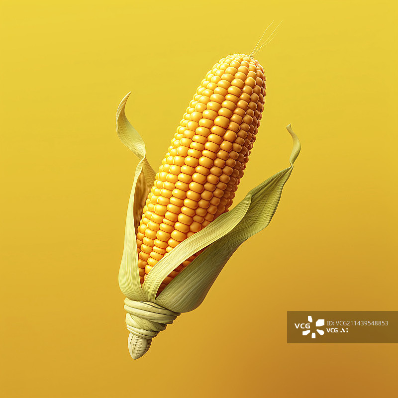 【AI数字艺术】玉米卡通风格3d渲染，玉米3D插图图片素材