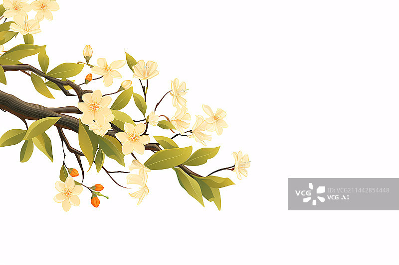 【AI数字艺术】中秋节，中国风节气秋分诗意花朵植物桂花插画图片素材