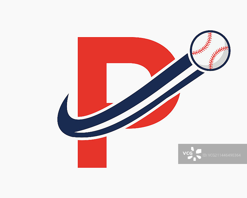 首字母p棒球标志概念图片素材