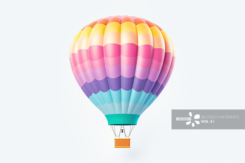【AI数字艺术】白色背景下彩色热气球的低角度视图图片素材