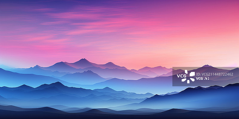 【AI数字艺术】远山与蓝紫色天空背景图图片素材
