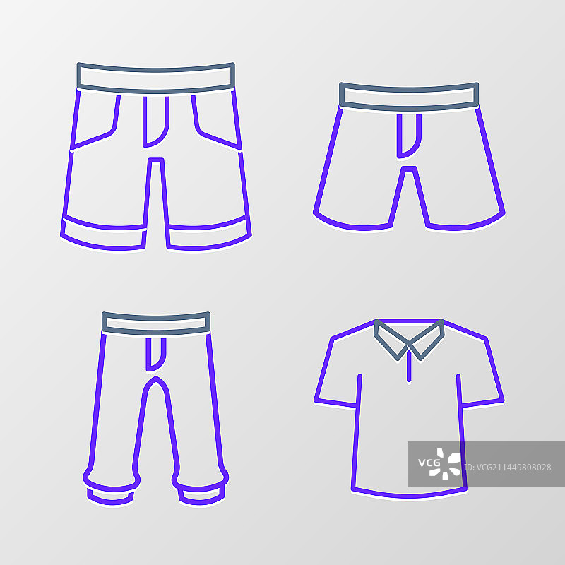 设置线衬衫裤短或裤和图标图片素材