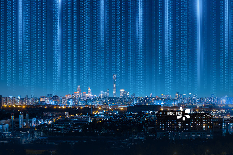 北京数字化城市夜景图片素材