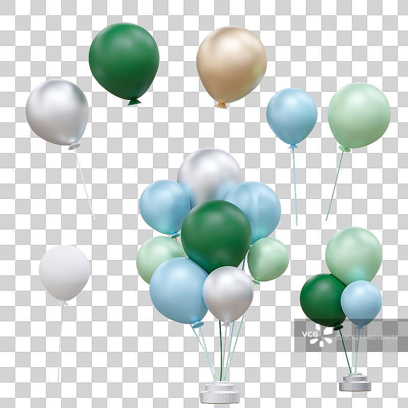 节日气球3d元素配色绿色图片素材
