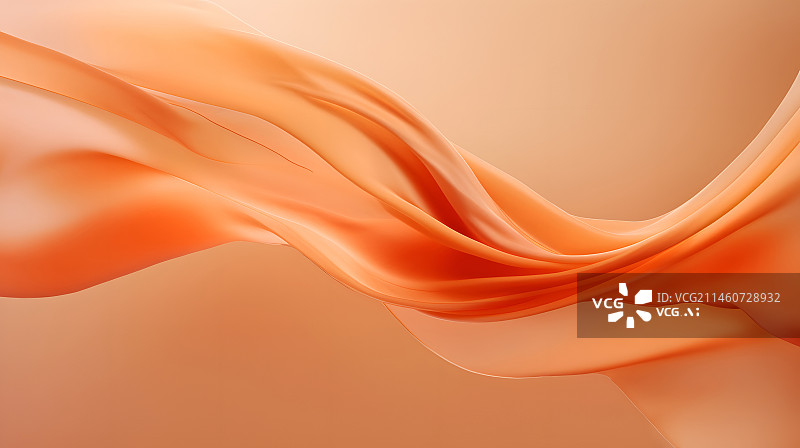 【AI数字艺术】橙色飘动的丝绸图片素材