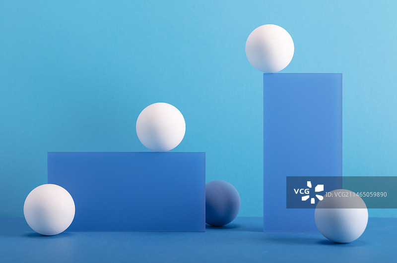 微缩创意蓝色抽象背景与球体图片素材