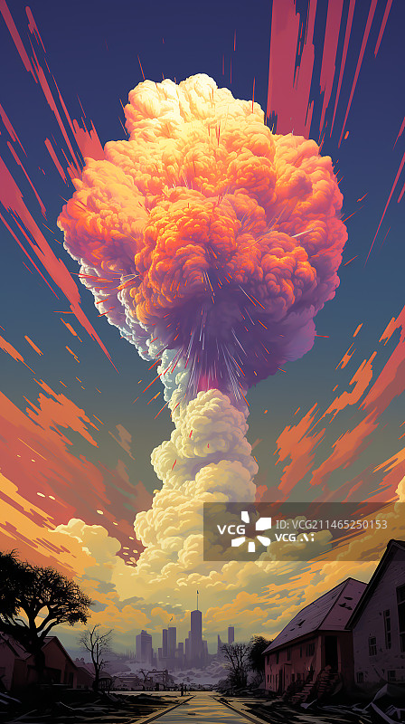 【AI数字艺术】核爆炸插画海报图片素材