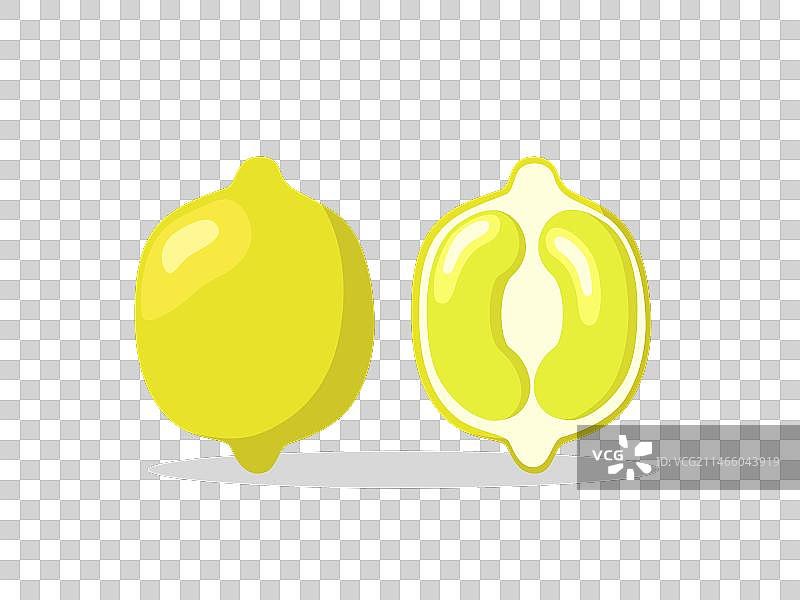 整只，切成两半，黄色明亮的成熟柠檬图片素材