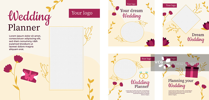 手绘平面设计婚礼策划设计模板图片素材