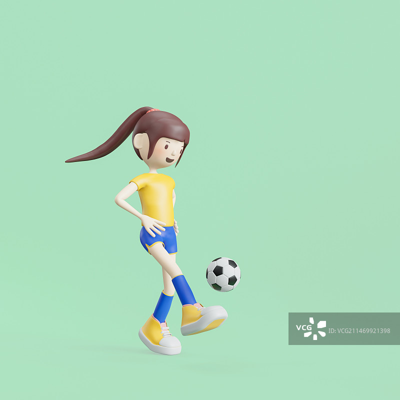 踢足球的3D角色图片素材