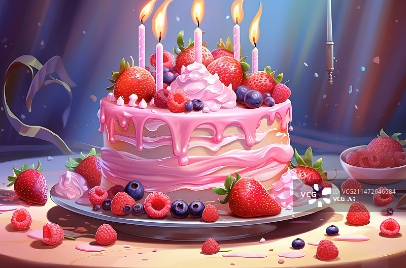 【AI数字艺术】生日蛋糕和派对蛋糕图片素材