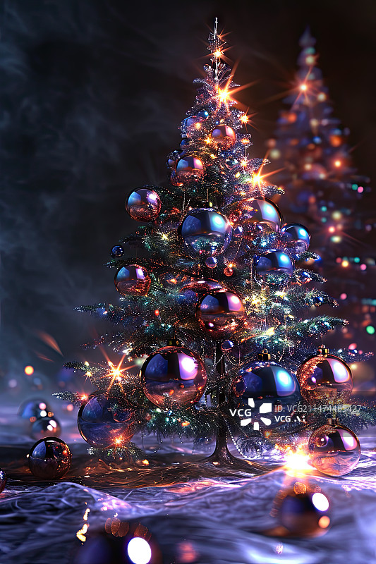 【AI数字艺术】发光的圣诞树图片素材