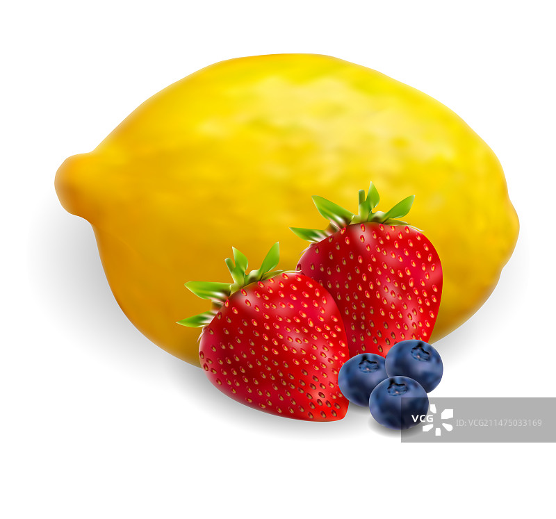 新鲜水果混合柠檬草莓蓝莓图片素材