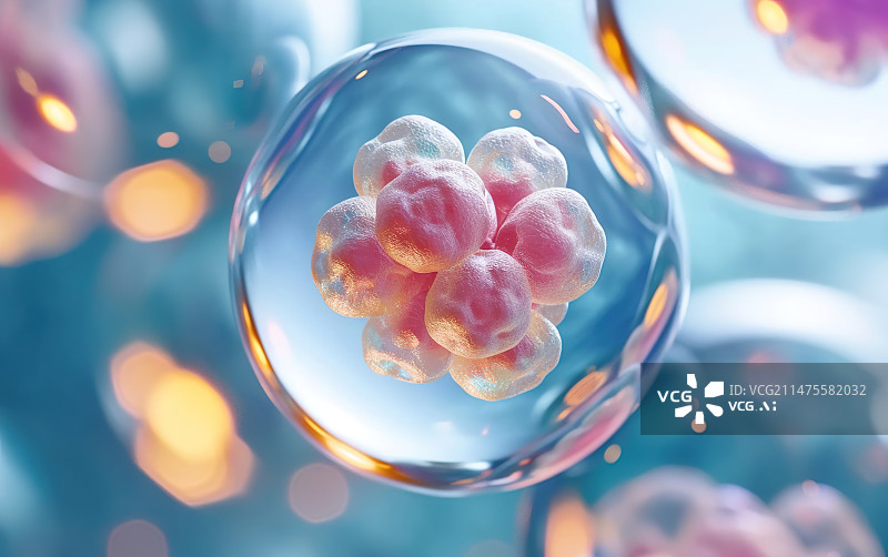 【AI数字艺术】3D渲染细胞细胞核图片素材
