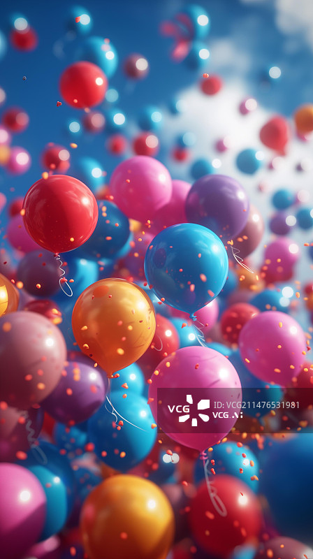【AI数字艺术】节日缤纷气球摄影图片素材