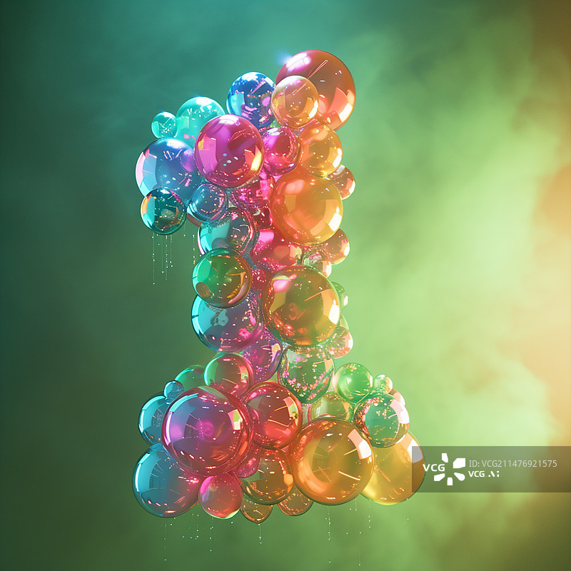 【AI数字艺术】半透明彩色球组成的创意数字图片素材