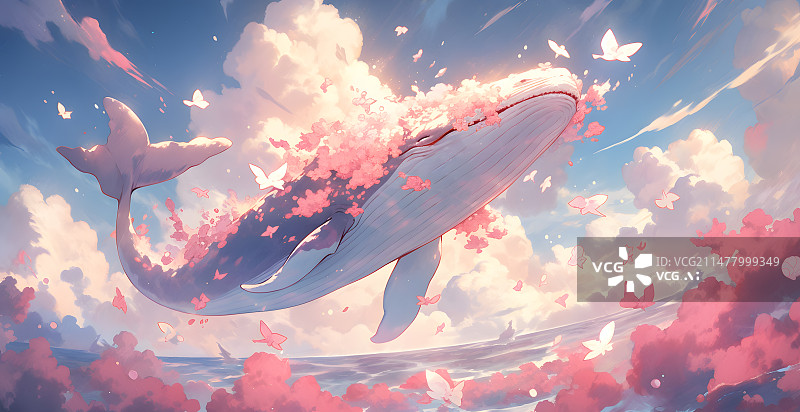 【AI数字艺术】梦幻鲸鱼插画图片素材