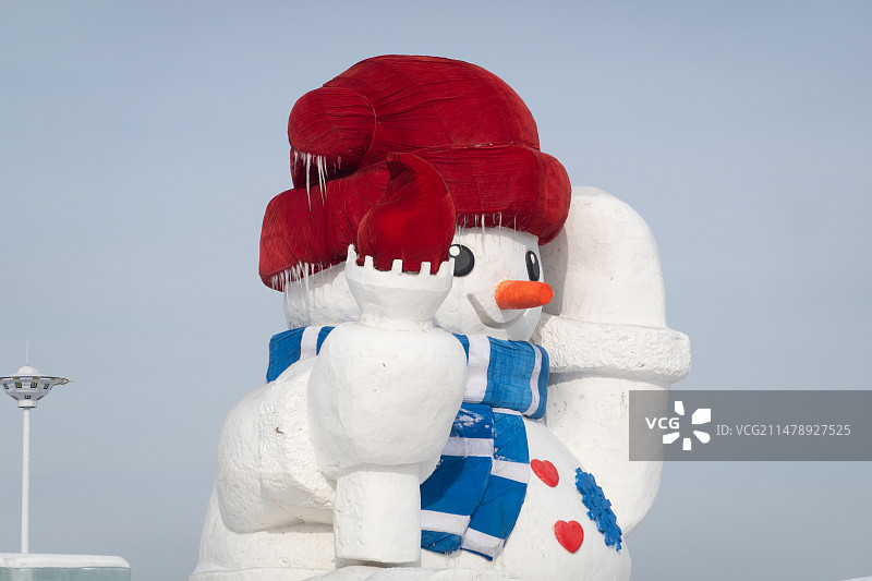 哈尔滨大雪人航拍图片素材