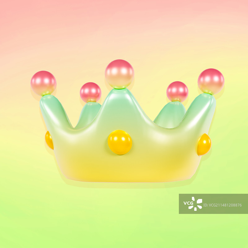 3D渲染的渐变色王冠皇冠女王节妇女节促销元素插画图片素材