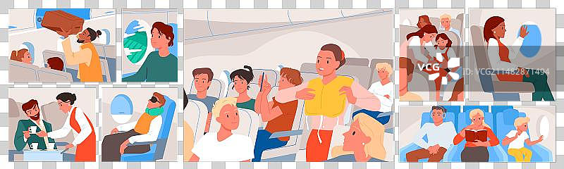 乘飞机旅行的人都是坐着的图片素材