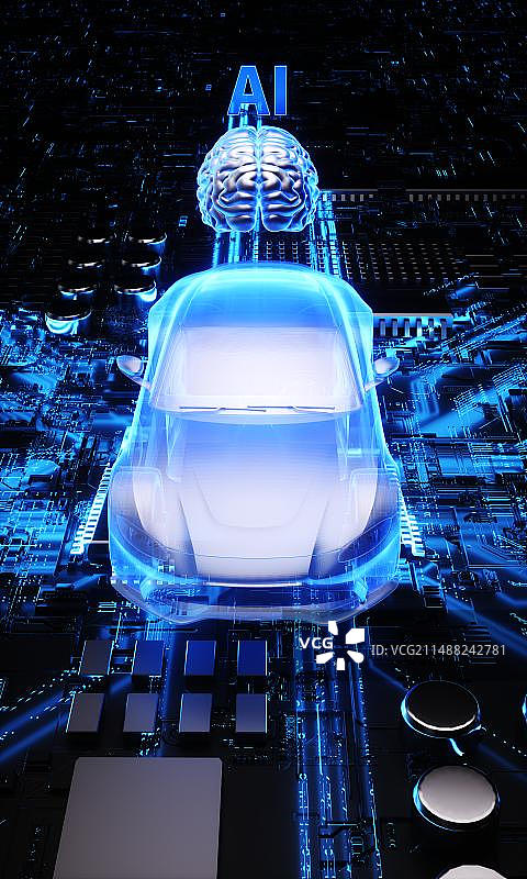 科技智能AI新能源汽车科技创意场景图片素材