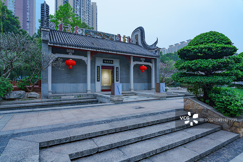 广州猎德休闲茶馆传统中式岭南建筑镬耳屋图片素材