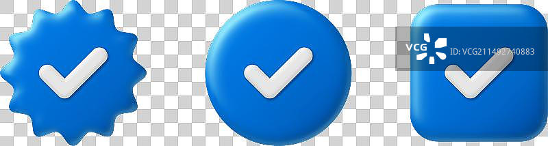 蓝色复选标记验证的社交媒体帐户3d图片素材