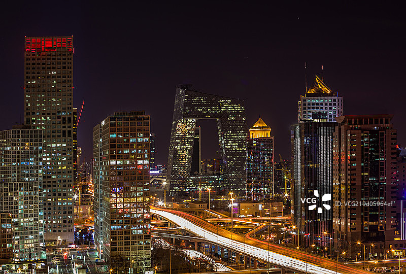 北京CBD城市建筑夜景图片素材