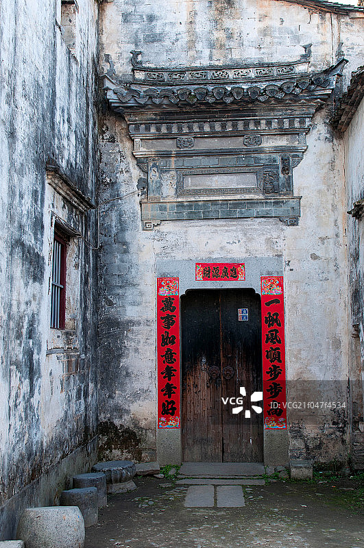 宏村古老建筑的大门图片素材