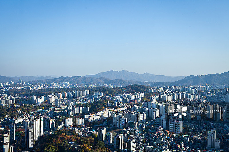 汉江和首尔的天际线图片素材