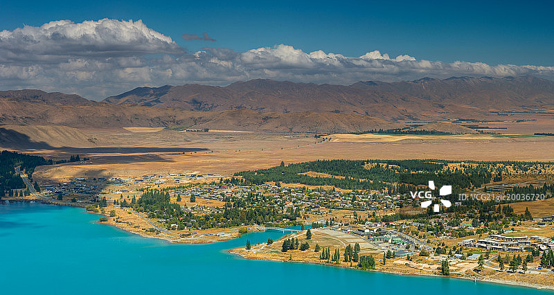新西兰南岛特卡波小镇鸟瞰图片素材
